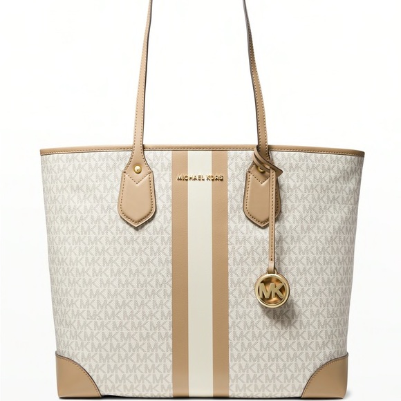 Michael Kors Handbags - NWT AUTHENTIC MICHAEL KORS EVA LARGE TOTE VANILLA MULTI $298